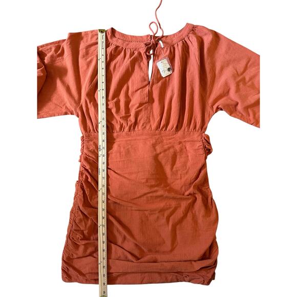 NWT Free People Terra Cotta Cotton Gauzy Boho Festival Mini Dress Size L Cottage - Picture 7 of 11